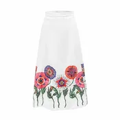A-Line Skirt-White with Multi Embroidery