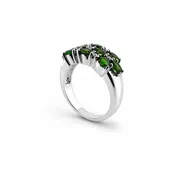 14K White Gold Tsavorite Garnet and Diamond Cluster Ring