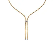 Fope Eka Collection Lariat Necklace with Pavé White Diamonds, 18K Yellow and White Gold