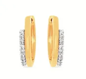 14K Y .16 CTTW DIAMOND DOUBLE ROW HOOP EARRINGS
