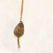 Avindy Gold Druzy Dramatic Teardrop Necklace