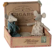 Maileg Mice Mum and Dad in Cigarbox