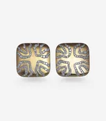 Cushion Brushed Gold & Diamond Earclips