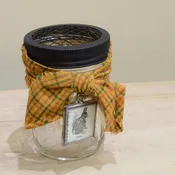 Bunny Themed Vintage Mason Jar with Flower Frog