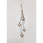 25.75" H Metal Hearts on Jute Rope, Antique Brass Finish