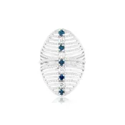 Blue and White Diamond White Gold Over the Knuckle Ring