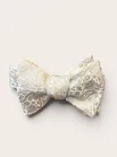 2 3/4" Paisley Print Italian Silk Bow Tie- Ivory