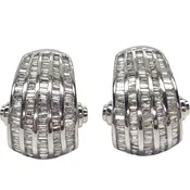PAIR OF DIAMOND EARRINGS: WHITE GOLD W/ 4cts BAGUETTES