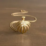 10k Gold & Pearl Curled Fan Palm Pendant