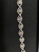 AB Iridescent Center Stone Rhinestone Silver Belt / Strap