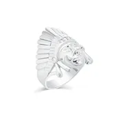 Rhodium 925 Silver Men's Moissanite Indian Chief Head Ring