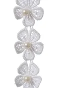 10yds Lace Flower-trim W/pearl White