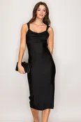 DX55096 | Open Back Cowl Neck Midi Dress