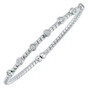 18K White Gold Diamond Station Bangle