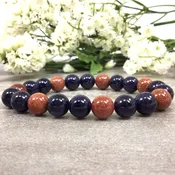 10mm Blue Gold Stone Gold Stone Beaded Bracelet Stretchy Healing Gemstone Bracelet Chakra Stones Reiki Jewlery Gift
