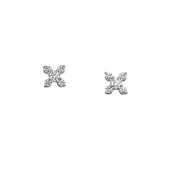 10K White Gold Diamond Cluster Earrings