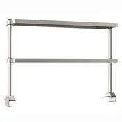 12"d x 34"h TableWorx Work Table Risers w/ Cantilevered Stainless Steel Solid Shelves - Center Mount