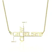 .925 Sterling Silver Cross Double Name Necklace