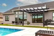 12x12 Attached Vinyl Pergola Kit With Solid Roof Panels - Black
