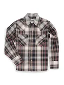 Boy's Ely Cattleman Long Sleeve Textured Khaki Plaid Western Snap Shirt