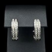 1.00ct. T.W. Diamond Estate Hoop Earrings White Gold - J39946