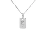 .01ct. Laser Initial "E" Pendant in Sterling Silver
