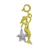 14k Gold 3-D Two Tone Mermaid Charm