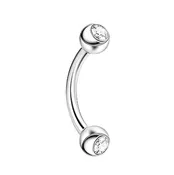 16G Clear Double Gem Curved Barbell