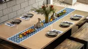 African Table Runner White and Navy