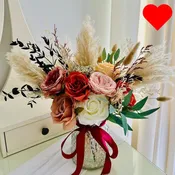 100pcs Artificial Flower Arrangements with Vase Included, Dining Table Centerpiece, Thanksgiving Christmas Pampas Grass Floral Centerpieces, Coffee Table Decor, Faux Flowers in Vase, Centro de Mesa