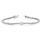 18KW Straight Line Diamond Bracelet with Oval-Cut Center