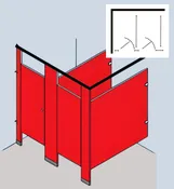 411 In-A-Corner - Floor Mounted / Overhead Braced - Solid Plastic / Polymer Partitions