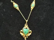 14k Yellow Gold Necklace , With chrysophrase