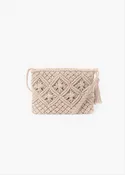 10510 Mayoral Macrame Crochet Crossbody Purse, Chickpea
