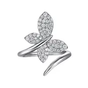 14K White Gold Diamond Butterfly Bypass Ring