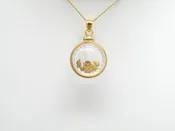 18mm Gold Filled locket pendant, faceted lens, pendant loop, natural Gold nuggets