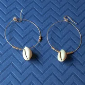 Cowri Shell on Large Hoops