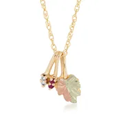 10k Black Hills Gold Ruby and Diamond Pendant