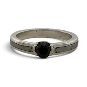 0.31ct Black Round Brilliant Diamond Solitaire Engagement Ring in Sterling Silver and Platinum