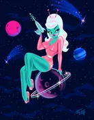 Alien Girl on Saturn • Art Print