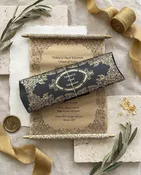 Black and Gold Custom Scroll Invitation Card for Special Birthday AMSC-57