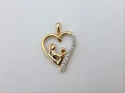 10K Yellow Gold Mother's Diamond Heart Pendant