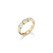 14k Aquamarine Emerald Cut Stacking Band Ring
