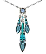 Aqua 3 drop mosaic and crystal necklace