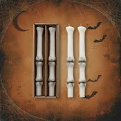 10" Set of 2 Unscented Finger Bone Shaped Taper Candles