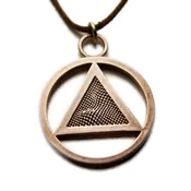 AA Symbol Peace Bronze Pendant Necklace on Adjustable Natural Fiber Cord