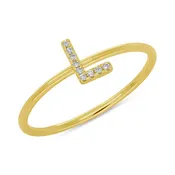 0.03ct 14k Yellow Gold Diamond Lady's Ring - Letter L