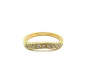 0.30 Ctw 18kt Yellow Gold Engraved Curved Diamond Wedding Band