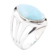 Abstract Blue Larimar and Silver Statement Ring