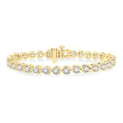 10 Ctw 3 Prong Round Cut Diamond Tennis Bracelet in 14K Yellow Gold